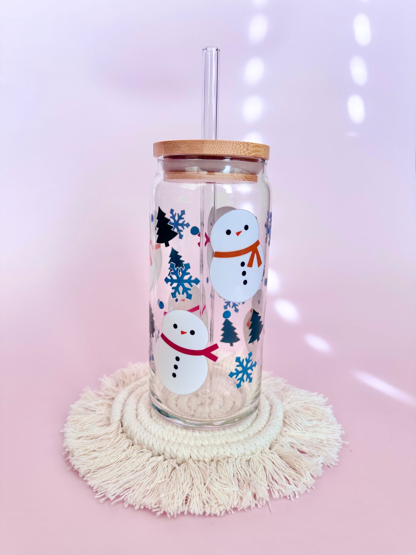Snowmen & Trees Glass Cup