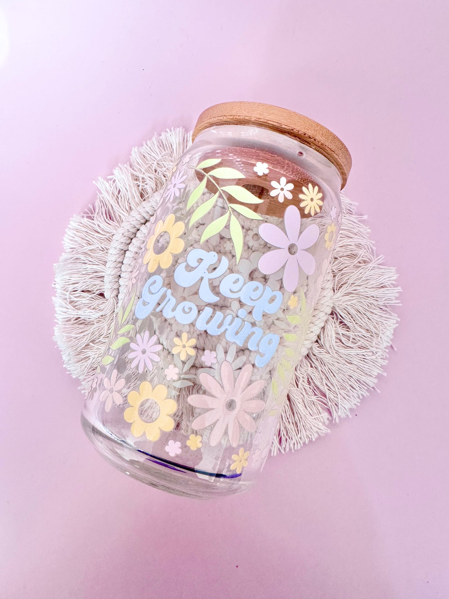 Keep Growing Florals Glass Cup