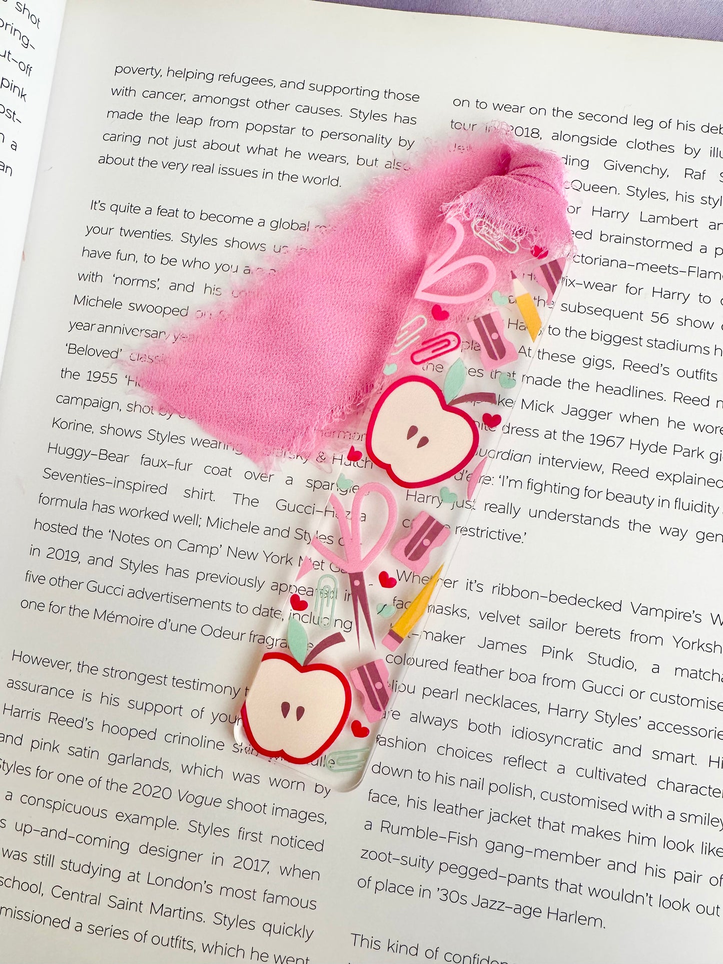 Pink Teacher Supplies Acrylic Bookmark