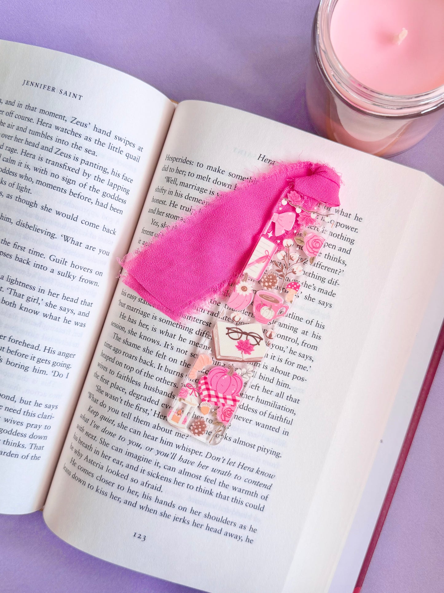 Pink Autumn Reads Acrylic Bookmark