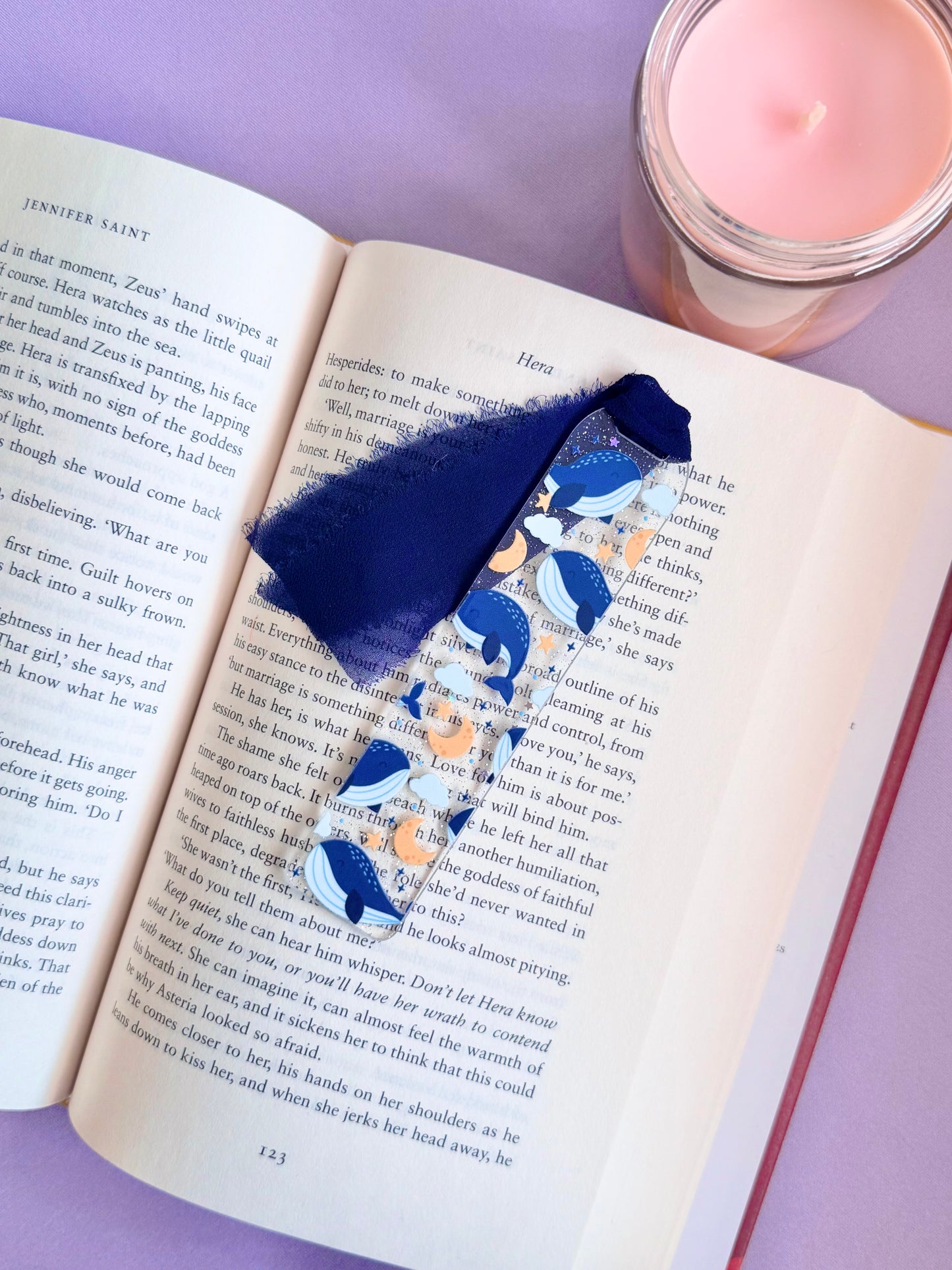 Blue Whales Glitter Acrylic Bookmark