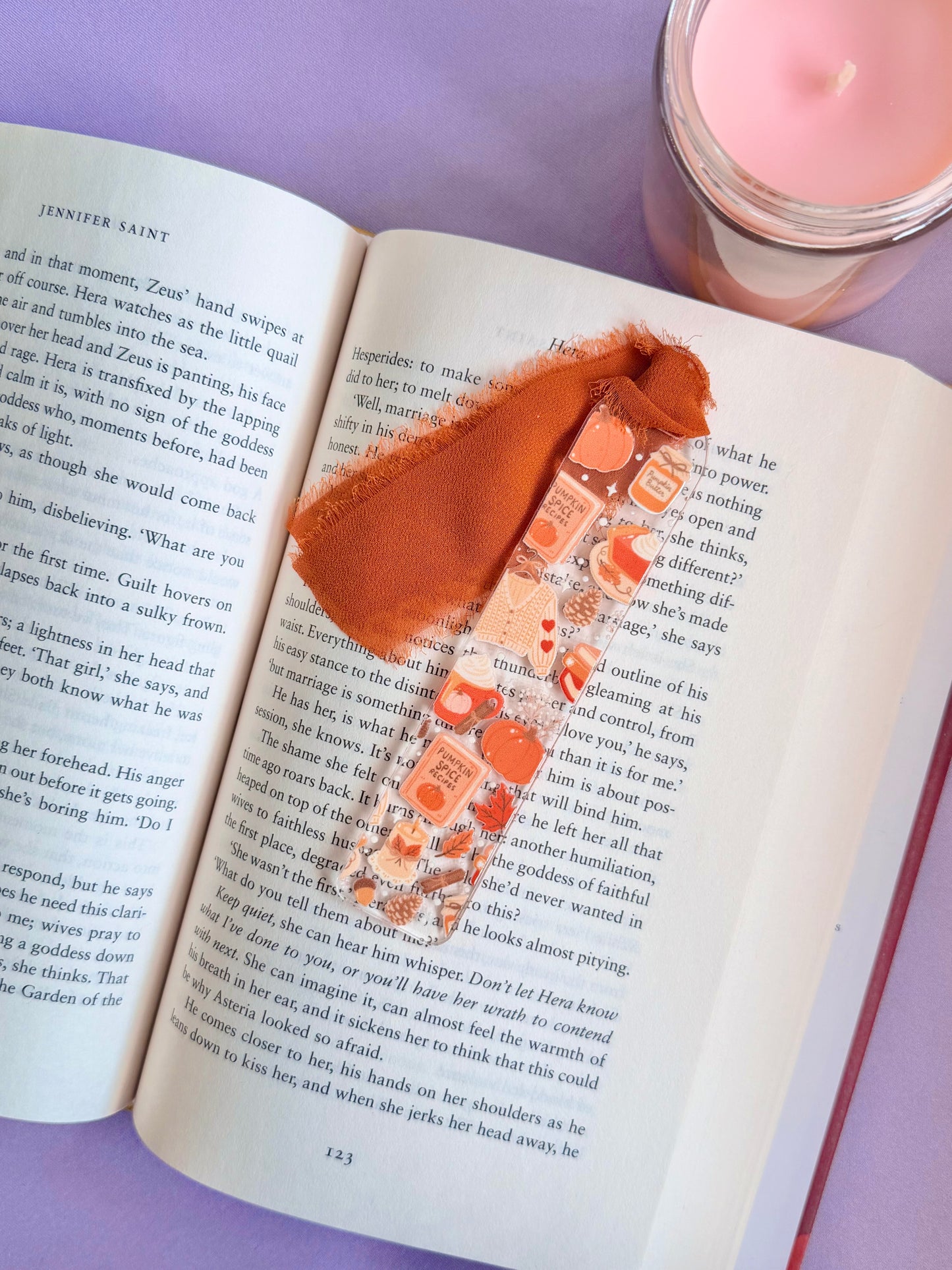 Orange Autumn Reads Acrylic Bookmark
