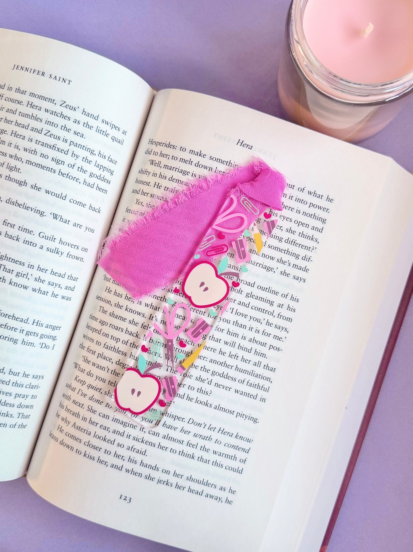 Pink Teacher Supplies Acrylic Bookmark