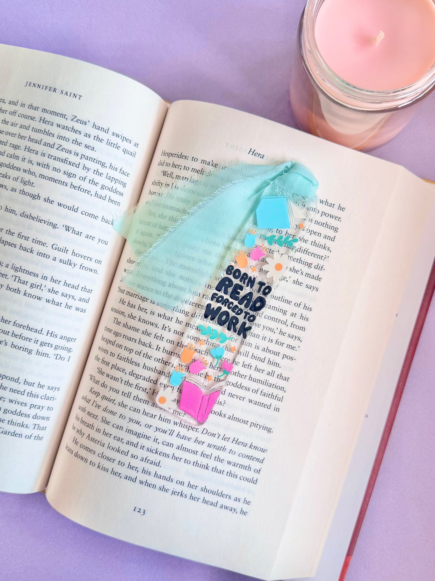 Born to Read Forced to Work Glitter Acrylic Bookmark