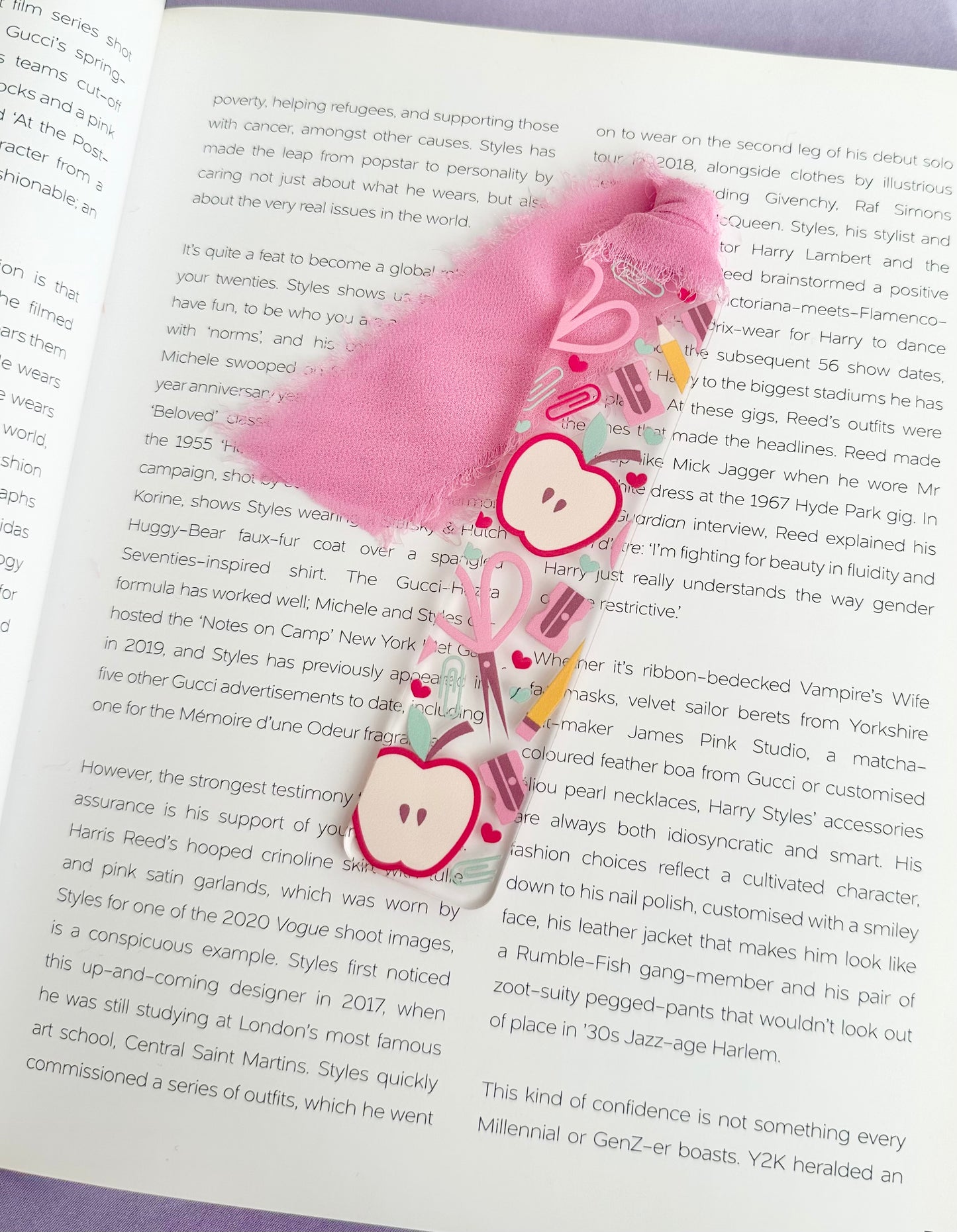 Pink Teacher Supplies Acrylic Bookmark