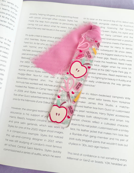Pink Teacher Supplies Acrylic Bookmark