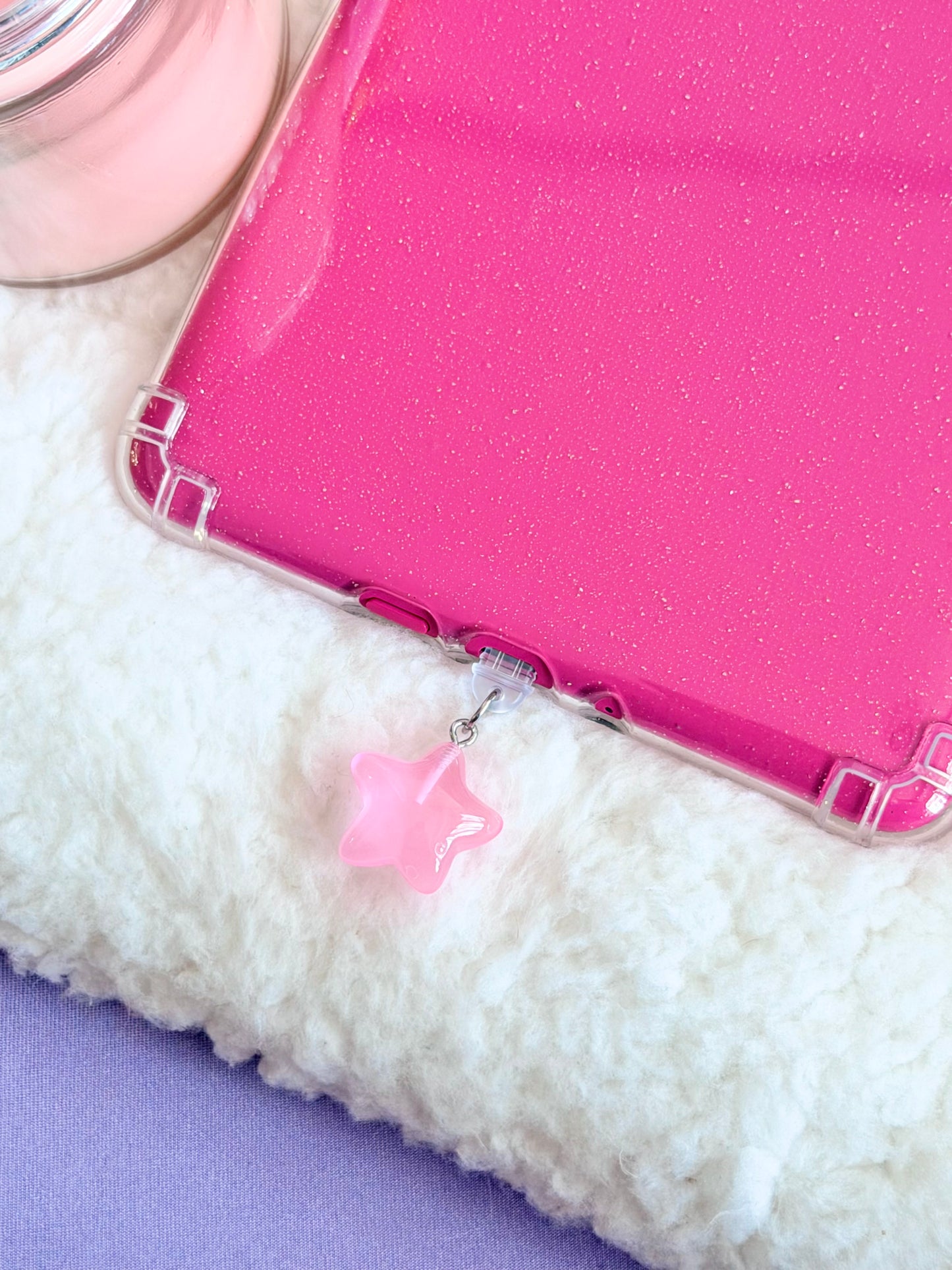 Glow in the Dark Pink Star e-Reader Charm