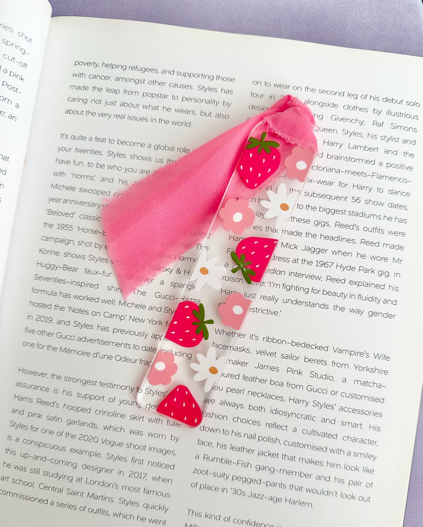 Strawberries & Flowers Acrylic Bookmark