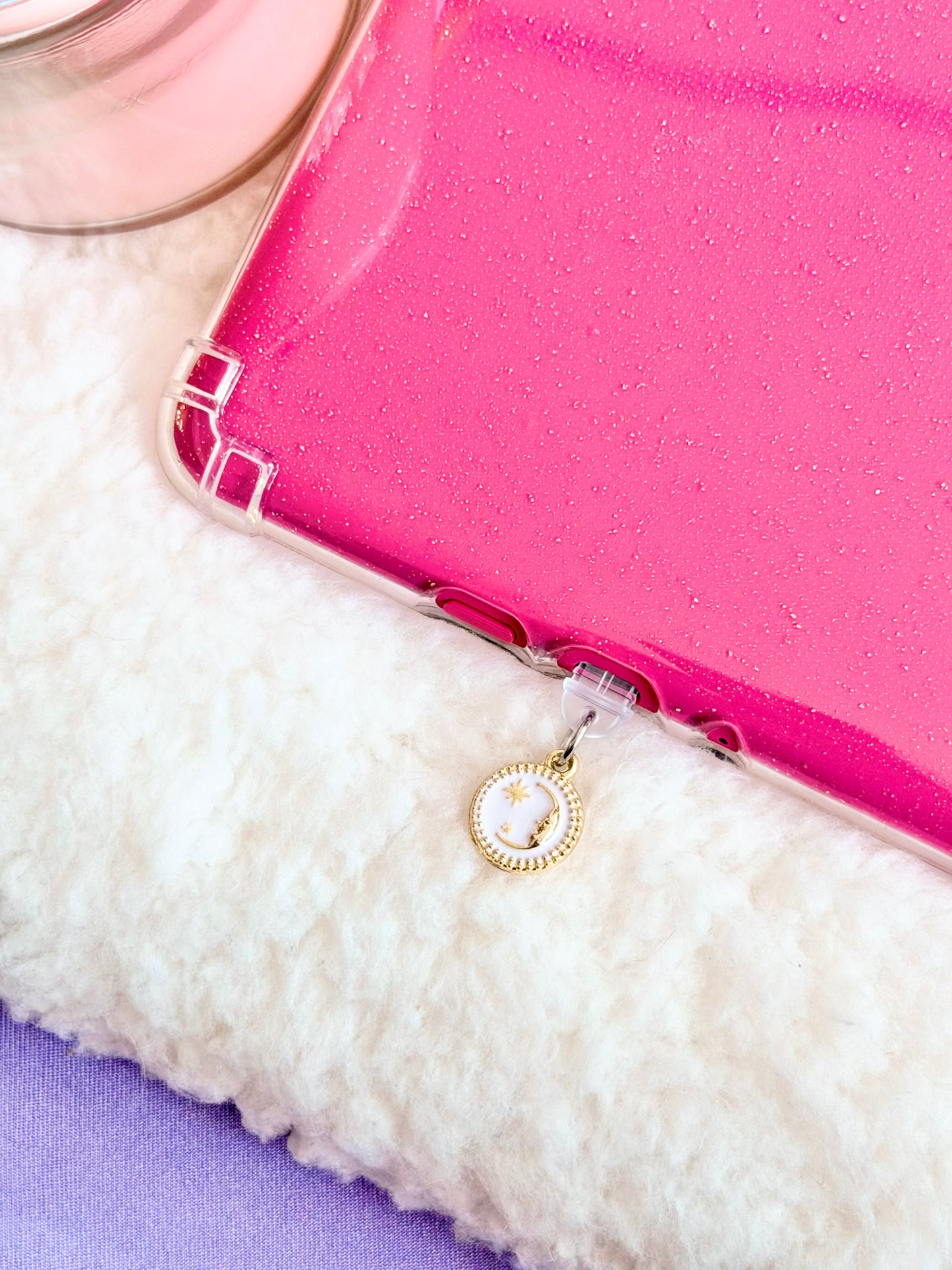 White & Gold Moon e-Reader Charm