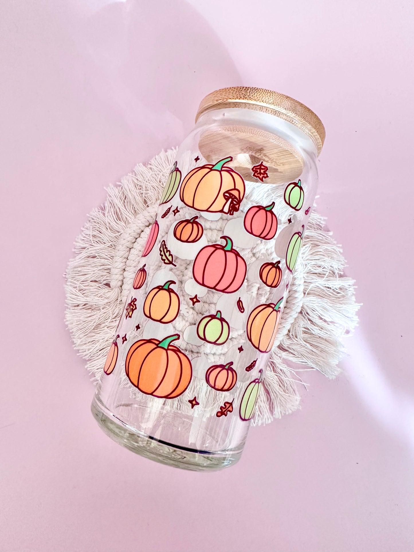 Autumn Pumpkins Glass Cup