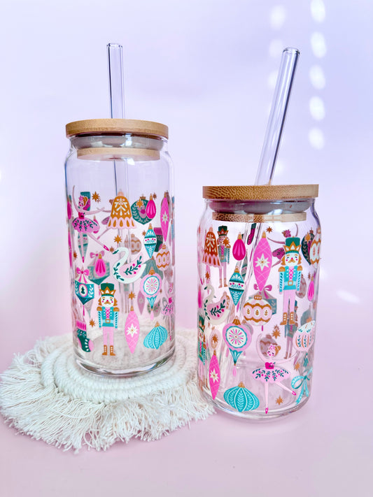 Pink Nutcracker Glass Cup