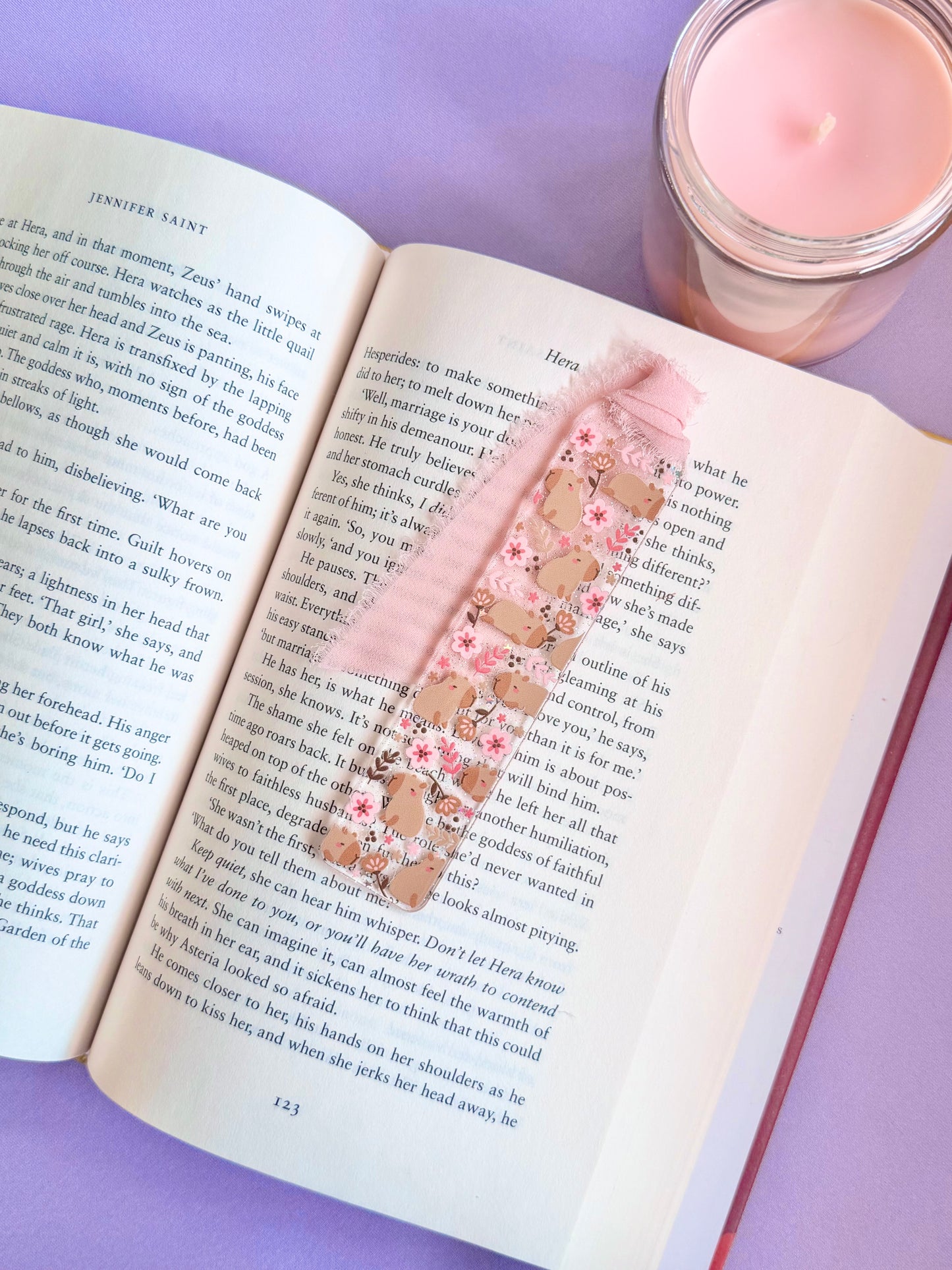 Capybara & Flowers Glitter Acrylic Bookmark