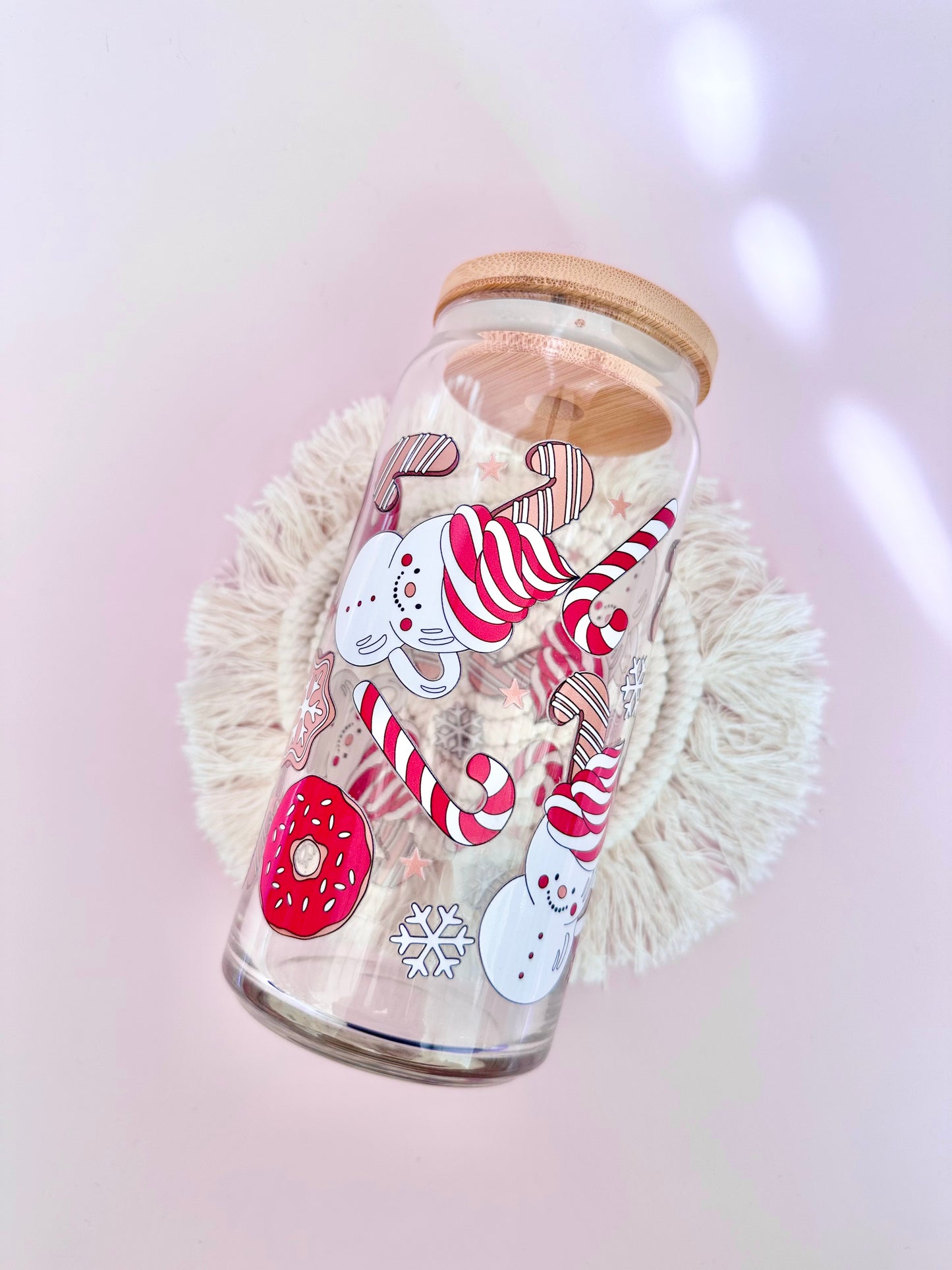 Red Snowmen Mugs Glass Cup