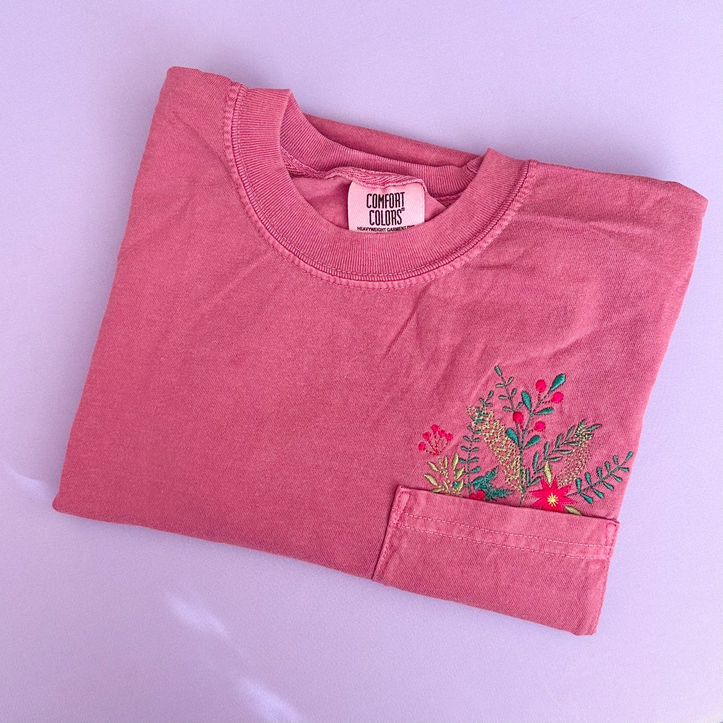 Poinsettia Pocket Long-Sleeved T-shirt