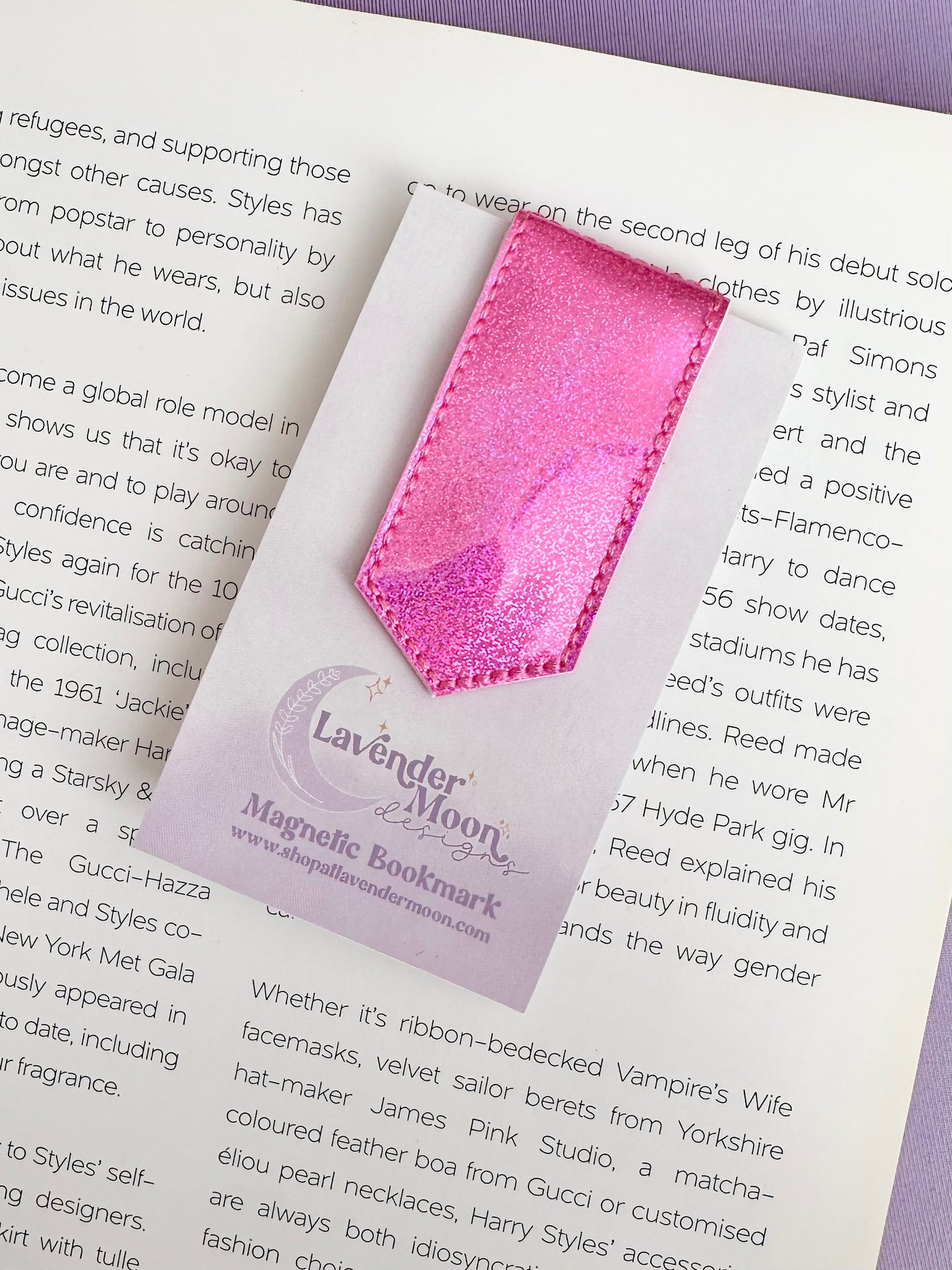 Hot Pink Glitter Magnetic Bookmark