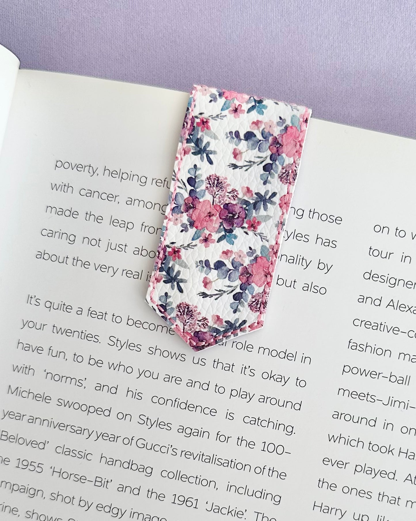 Pink & Purple Florals Magnetic Bookmark