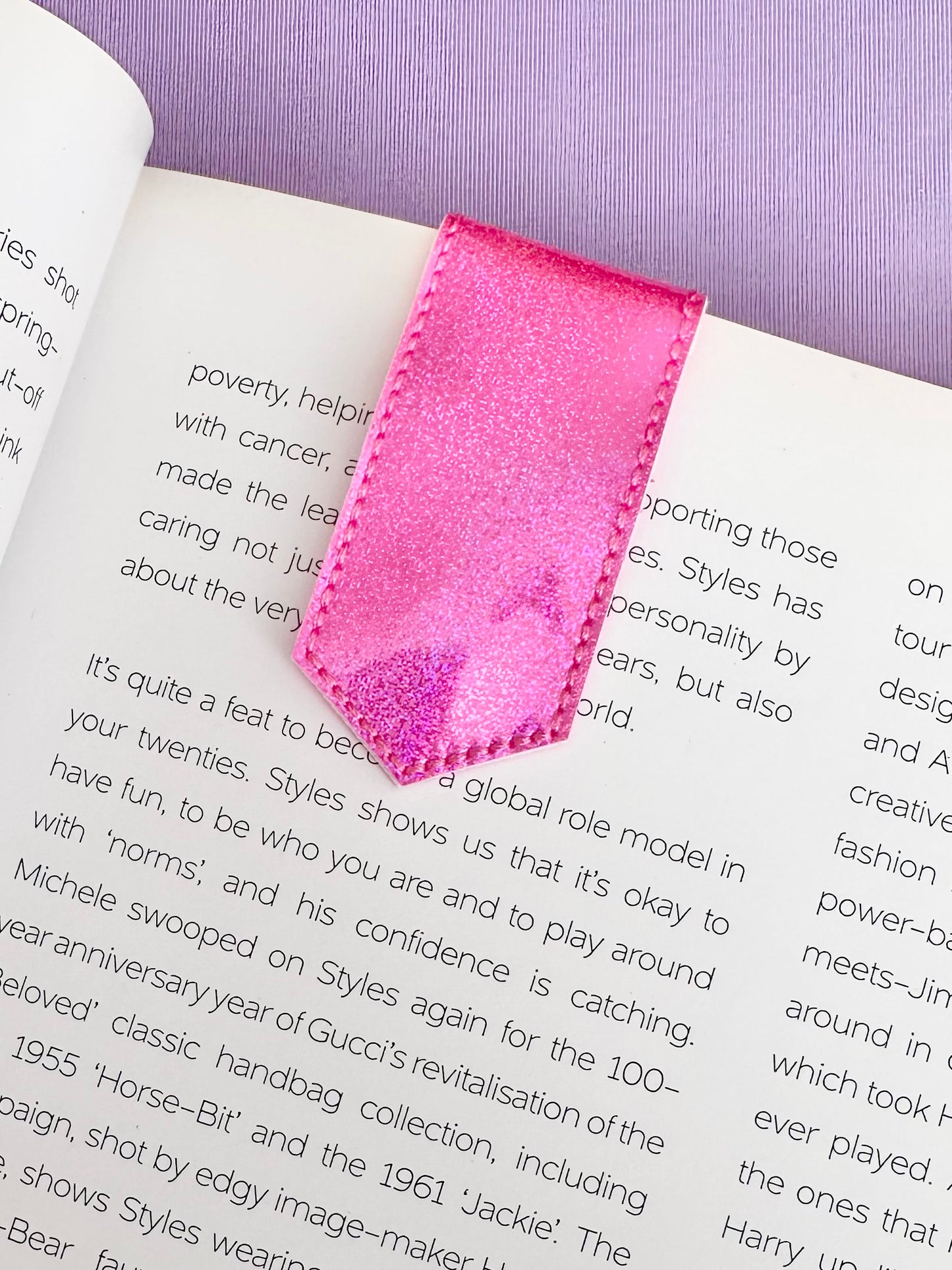 Hot Pink Glitter Magnetic Bookmark