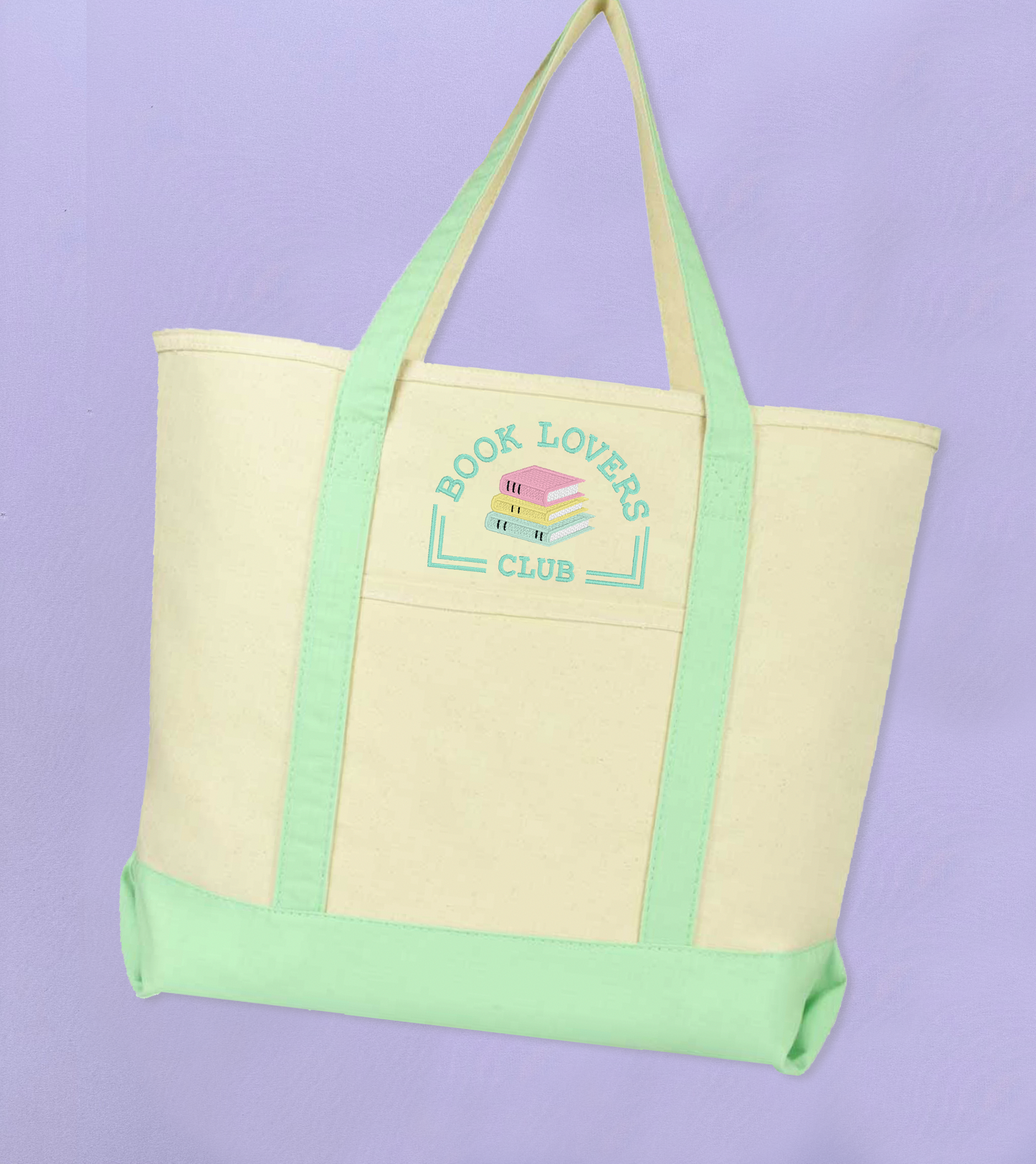 Mint Book Lovers Club Large Zipper Tote Bag