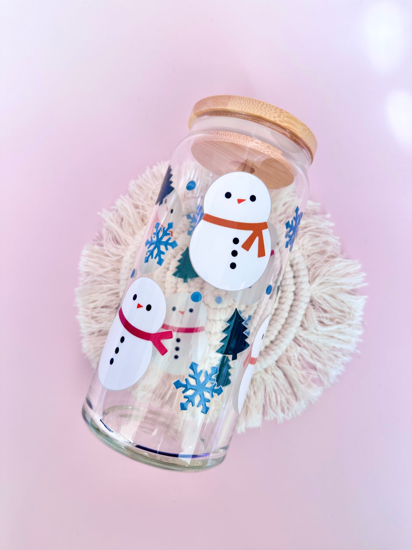 Snowmen & Trees Glass Cup