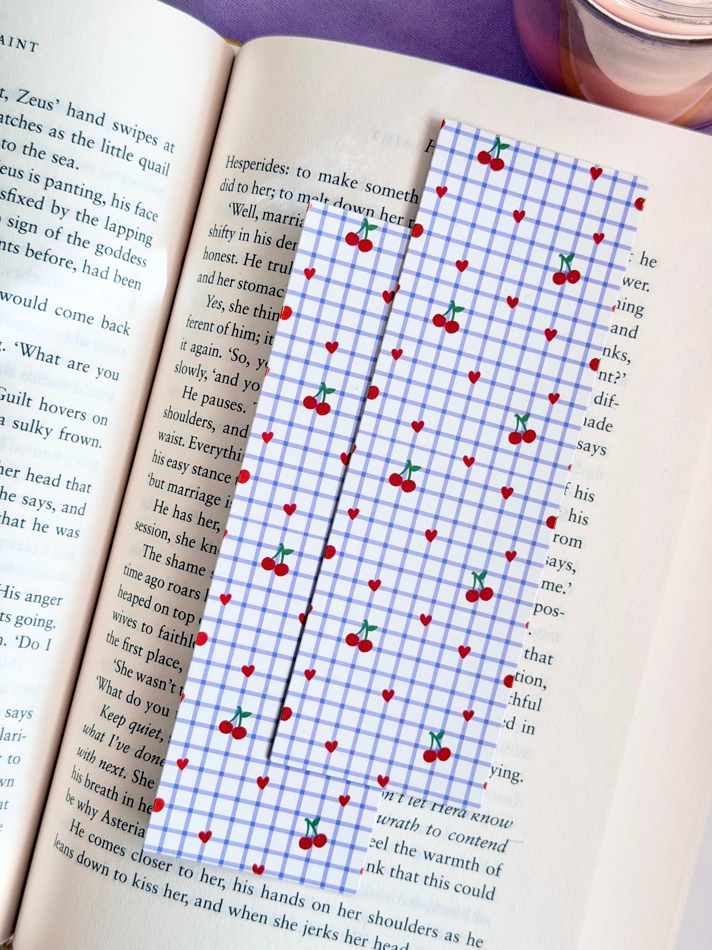 Cherry Gingham Paper Bookmark