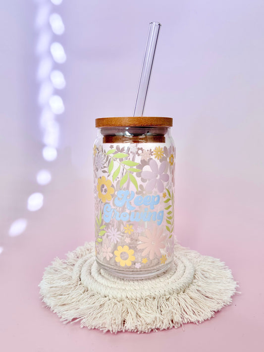 Keep Growing Florals Glass Cup