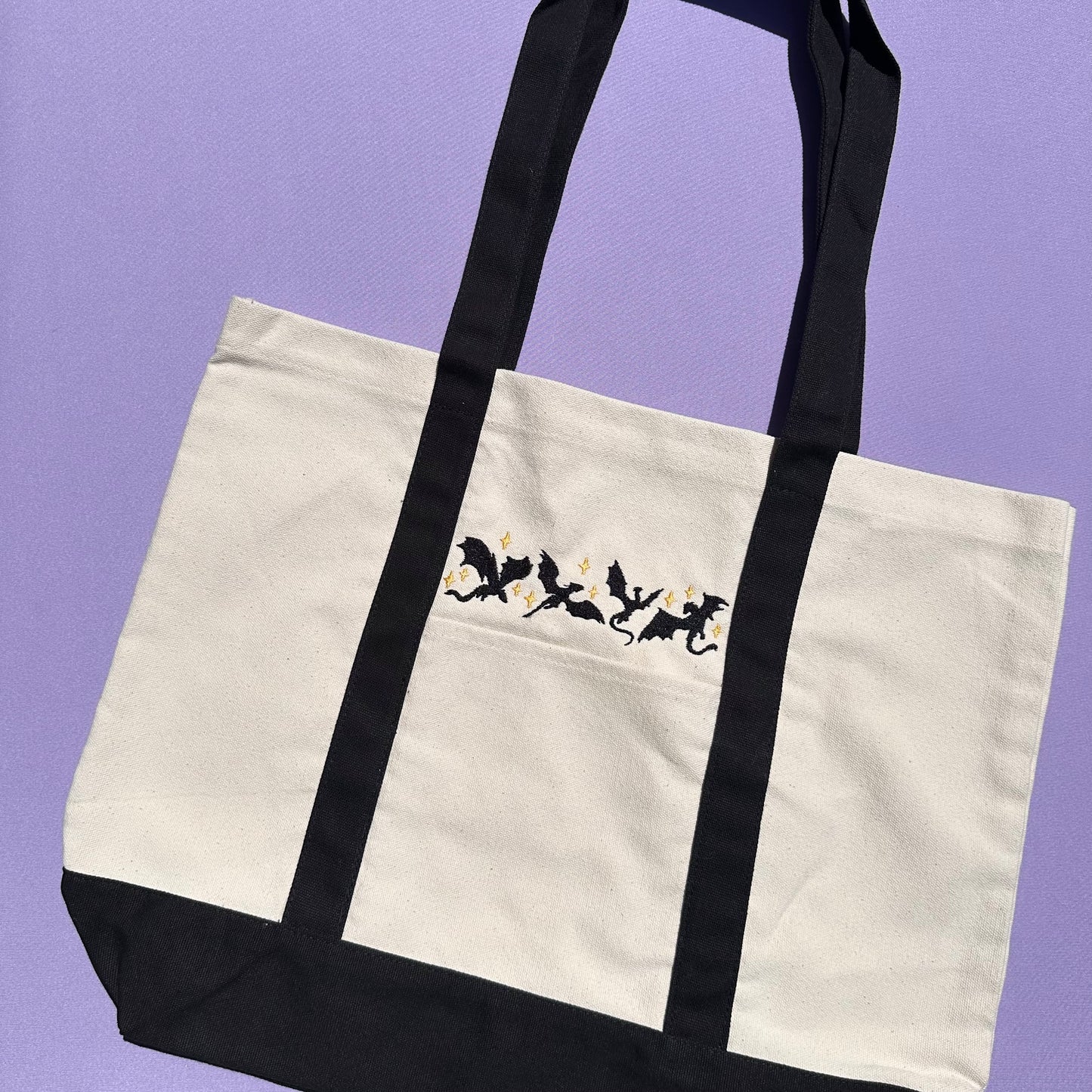 Dragons Embroidered Tote Bag