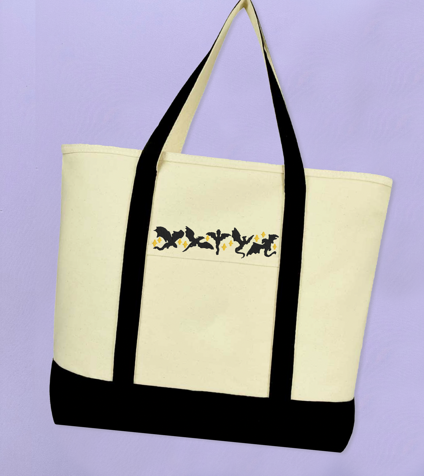 Black Dragon Silhouettes Large Zipper Tote Bag