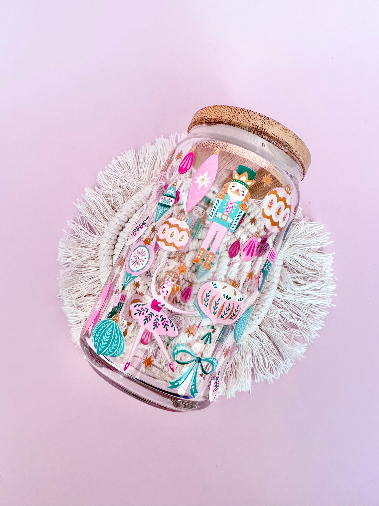 Pink Nutcracker Glass Cup