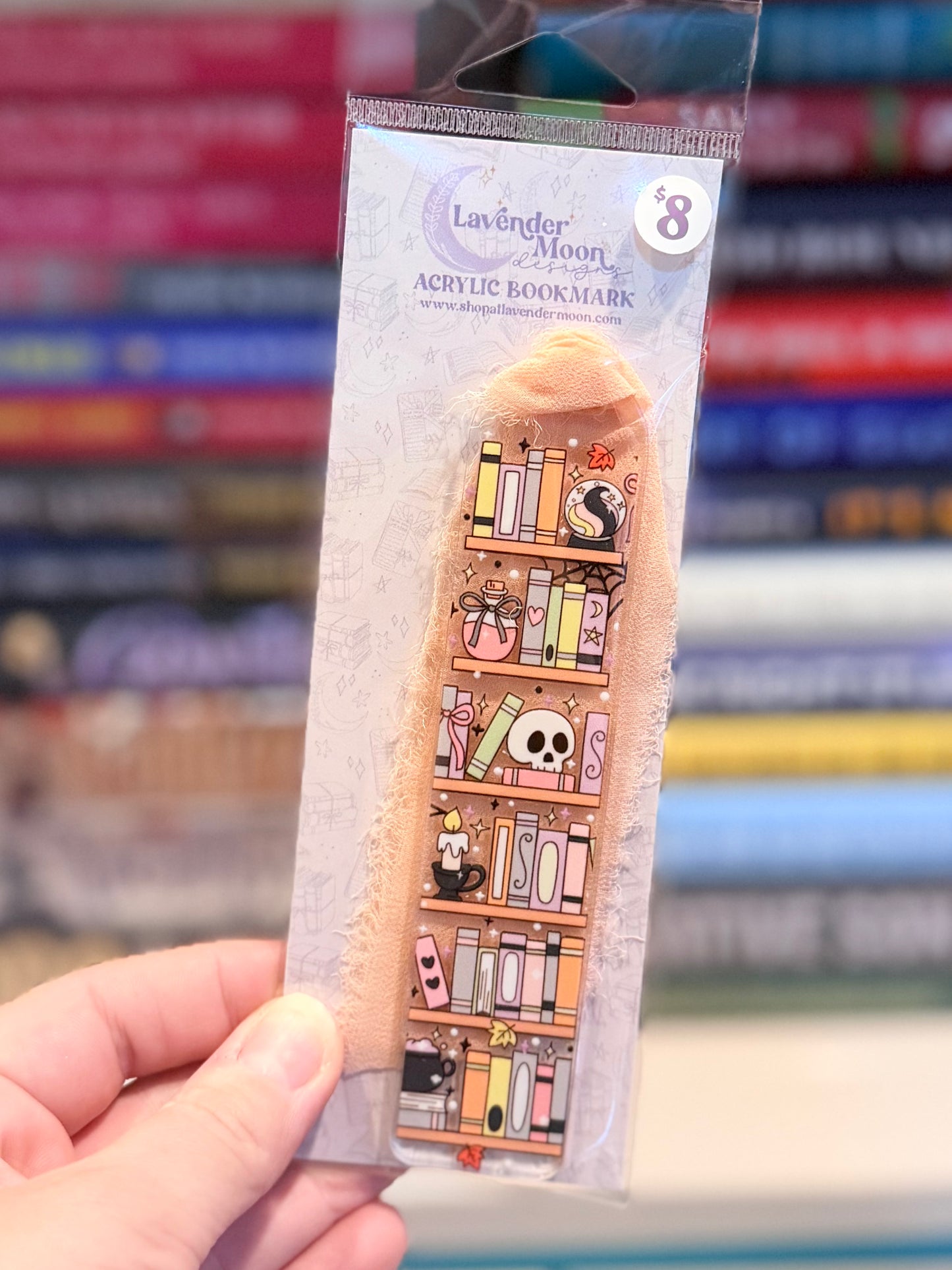 Pastel Halloween Bookshelf Clear Acrylic Bookmark