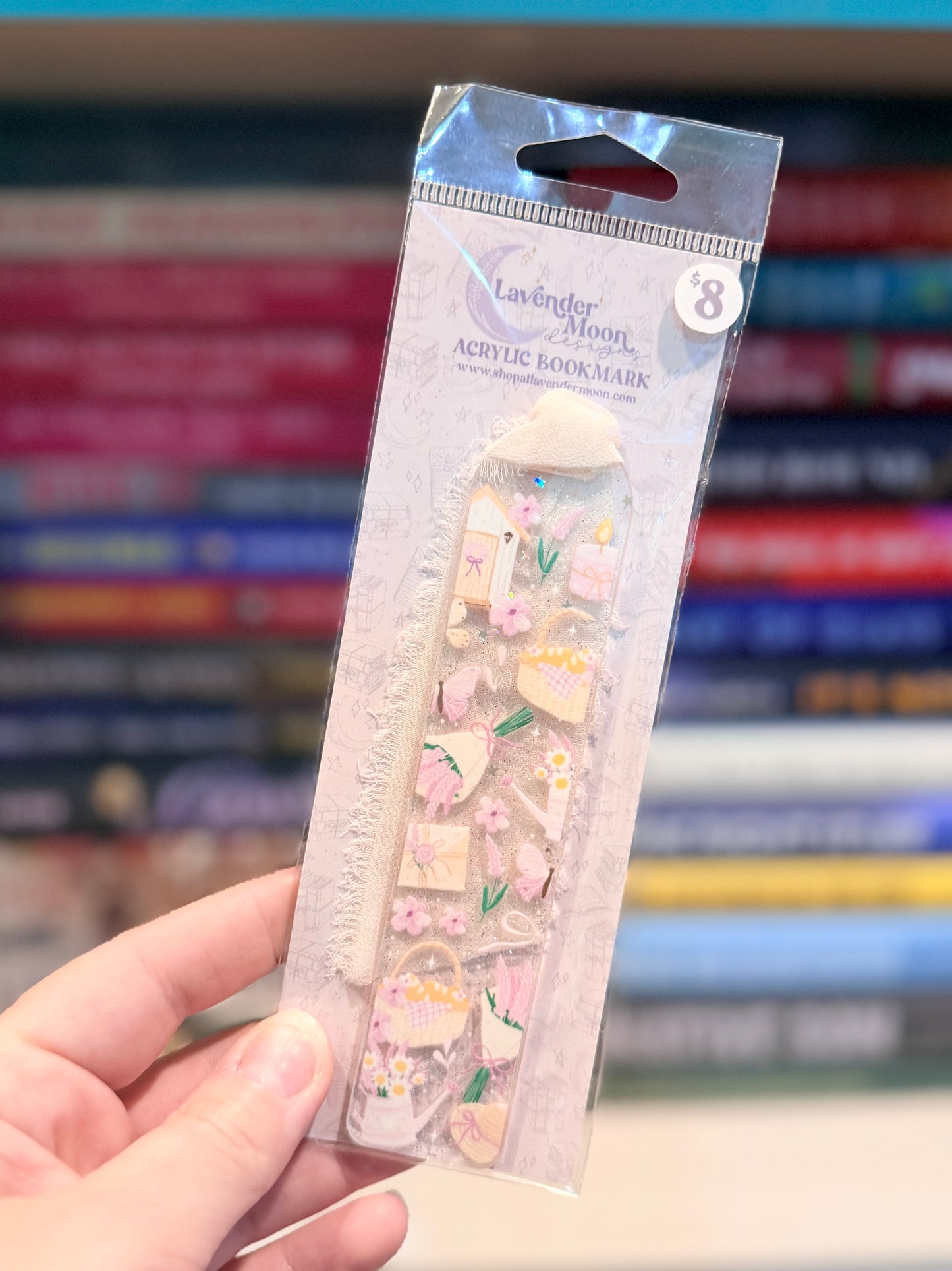 Lavender Picnic Glitter Acrylic Bookmark