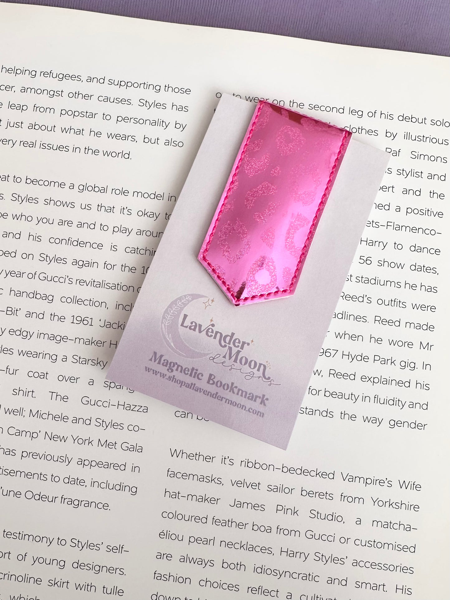 Hot Pink Holographic Leopard Magnetic Bookmark