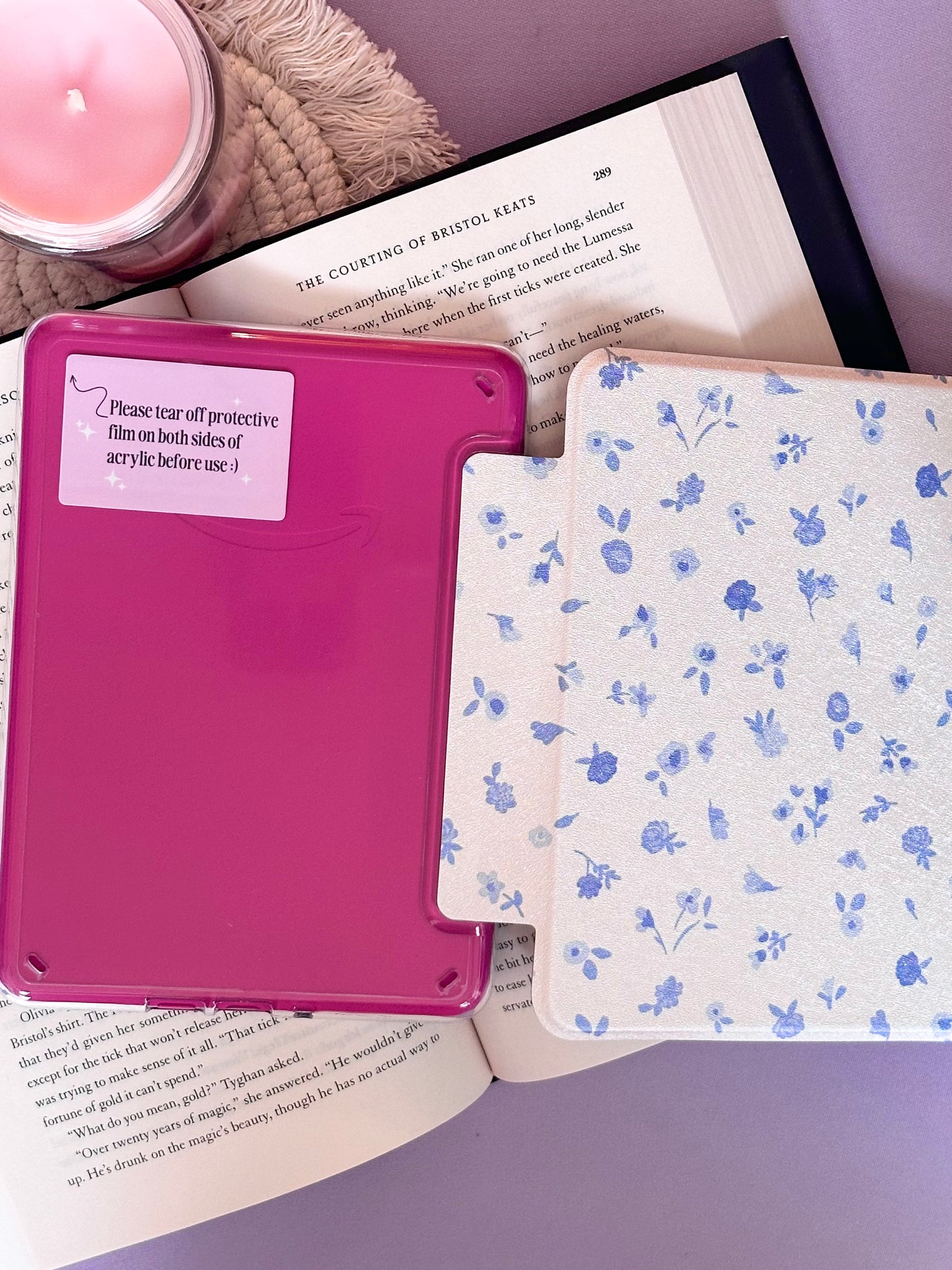 Blue Flower Garden Kindle Case (7" - 12th Gen. Kindle & Colorsoft)