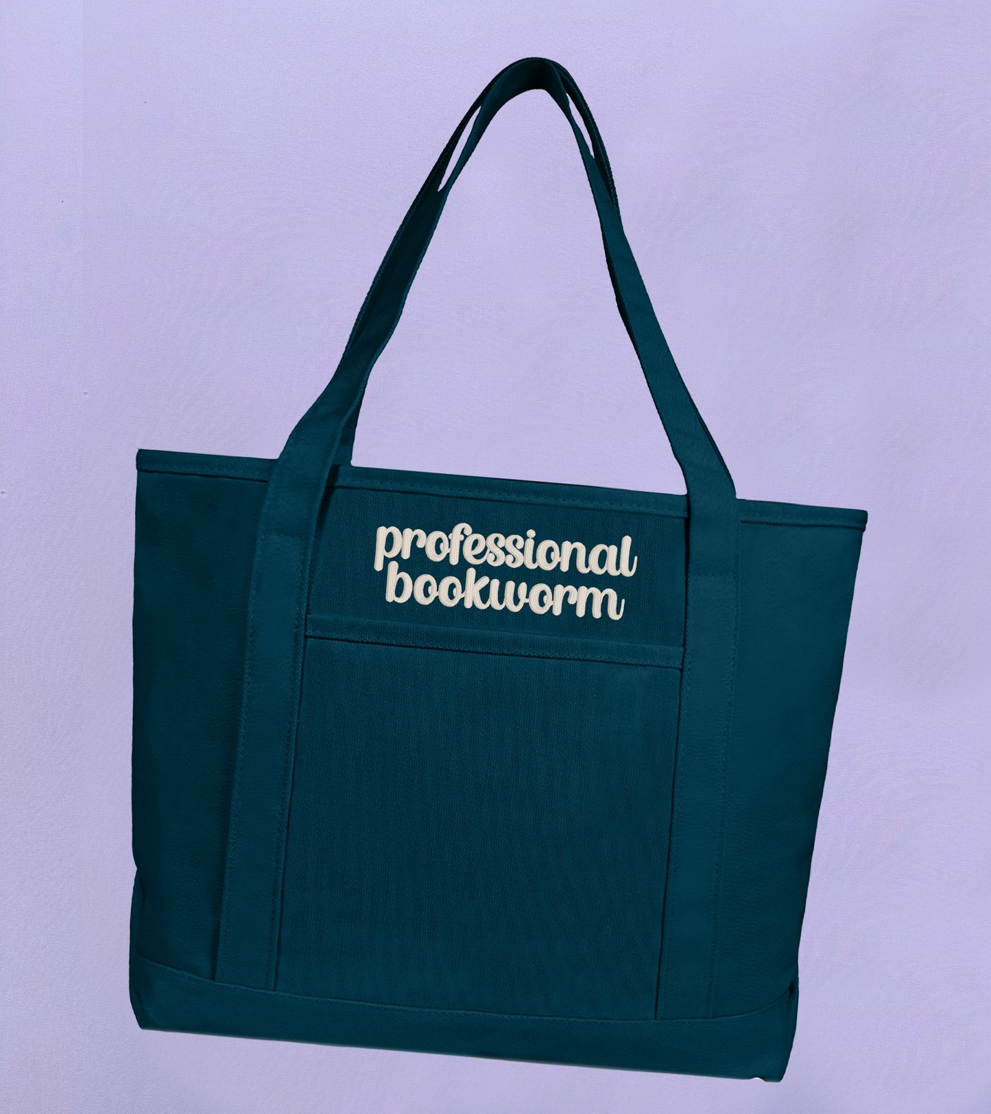 Navy Blue 'Professional Bookworm' Zipper Tote Bag