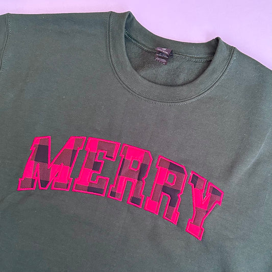 Merry Applique Crewneck Sweater