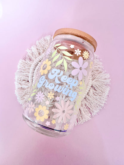 Keep Growing Florals Glass Cup