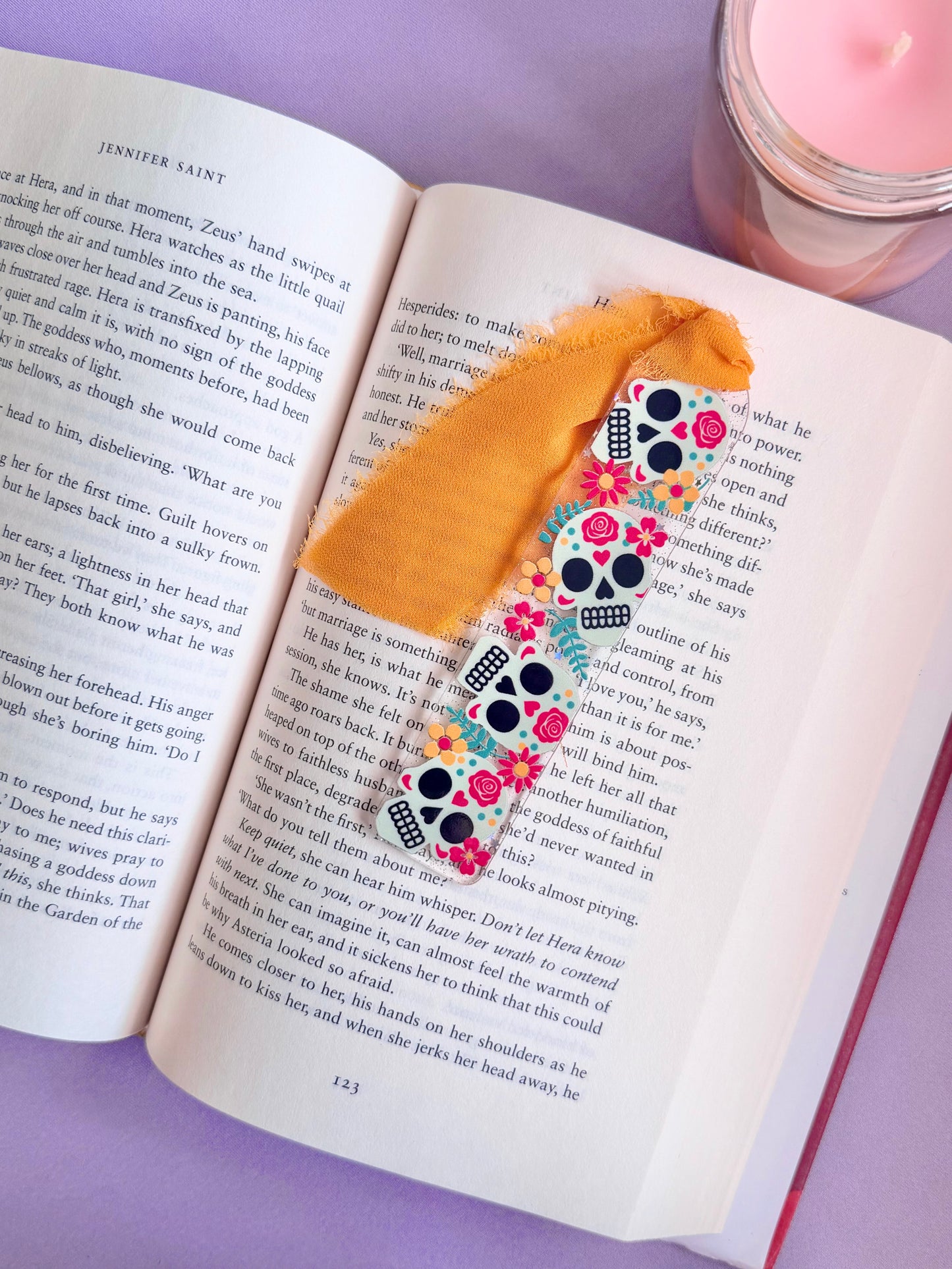 Sugar Skull Glitter Acrylic Bookmark