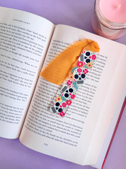 Sugar Skull Glitter Acrylic Bookmark