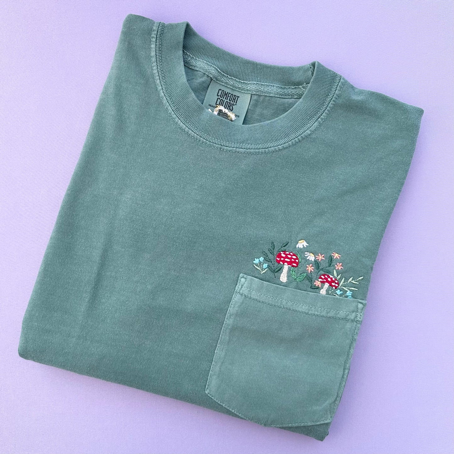 Mushrooms Pocket T-shirt (Light Green)