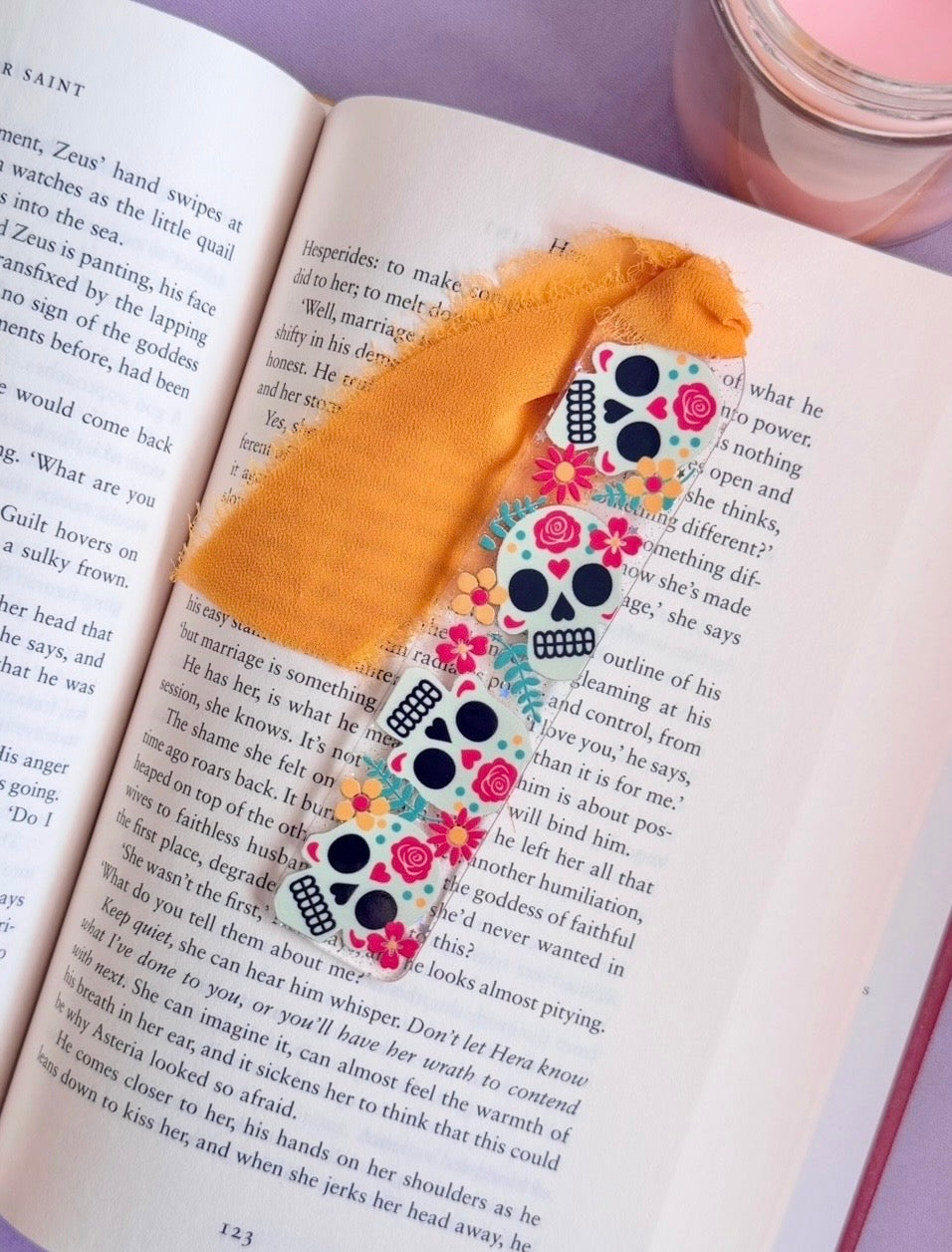 Sugar Skull Glitter Acrylic Bookmark