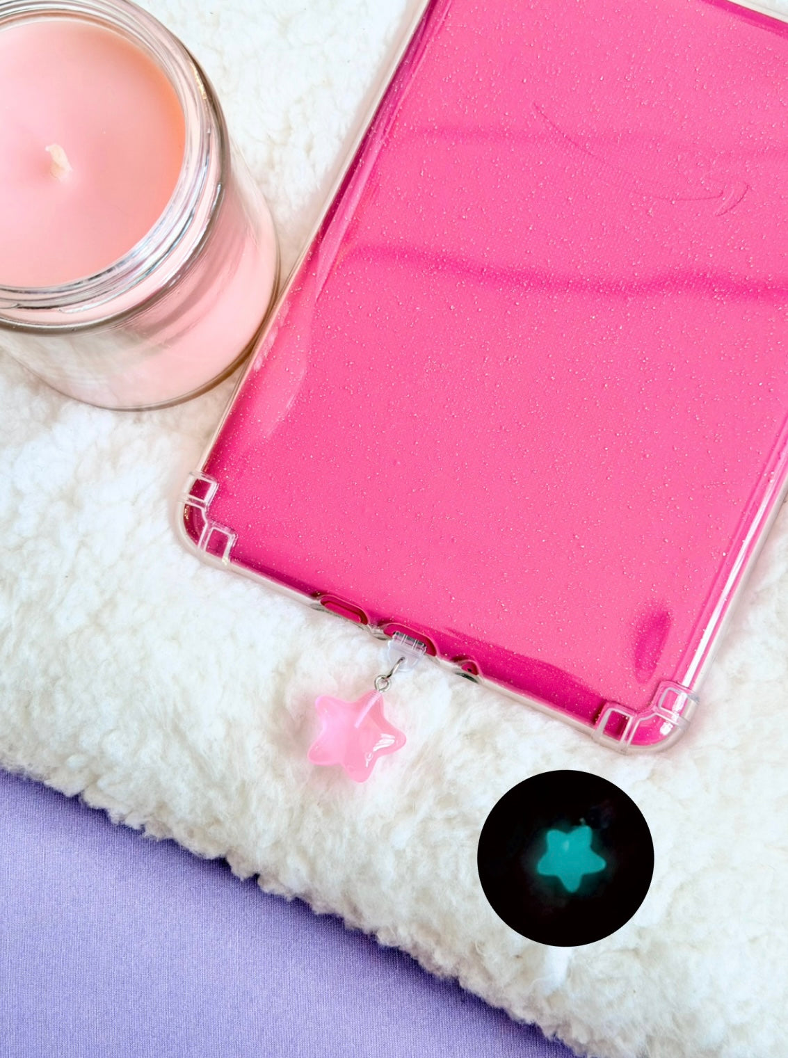 Glow in the Dark Pink Star e-Reader Charm
