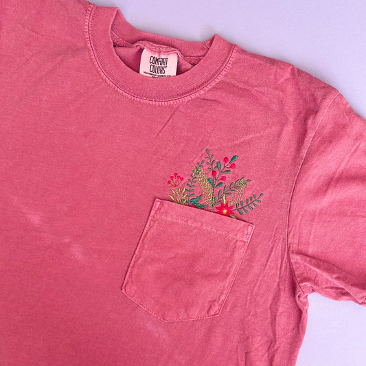 Poinsettia Pocket T-shirt