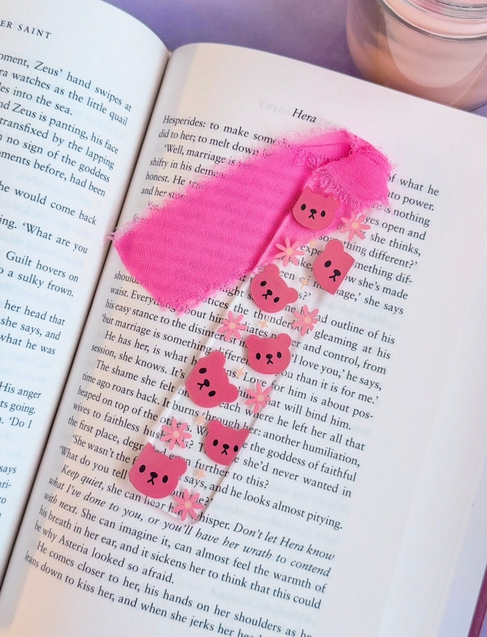 Teddy Bear with Flowers Acrylic Bookmark