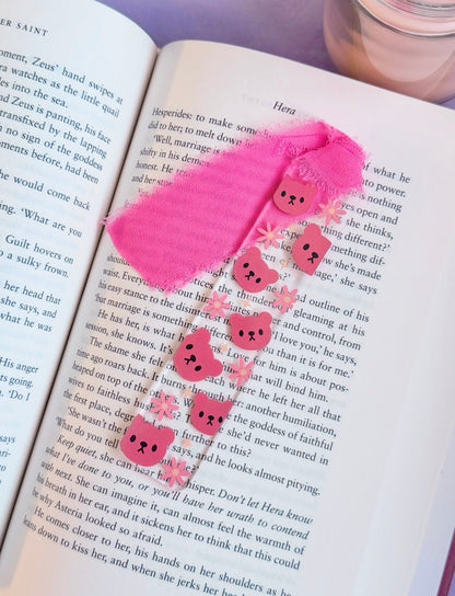 Teddy Bear with Flowers Acrylic Bookmark