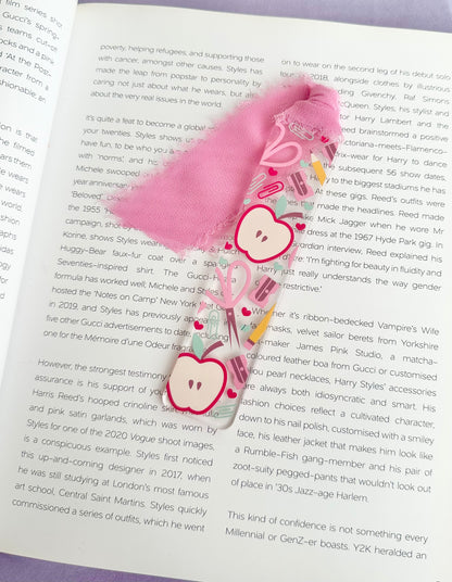 Pink Teacher Supplies Acrylic Bookmark