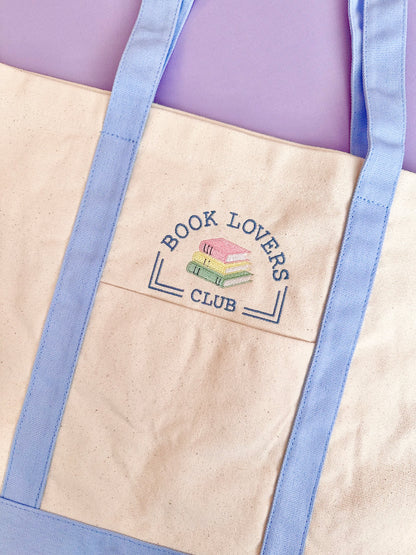 Book Lovers Club Embroidered Tote Bag