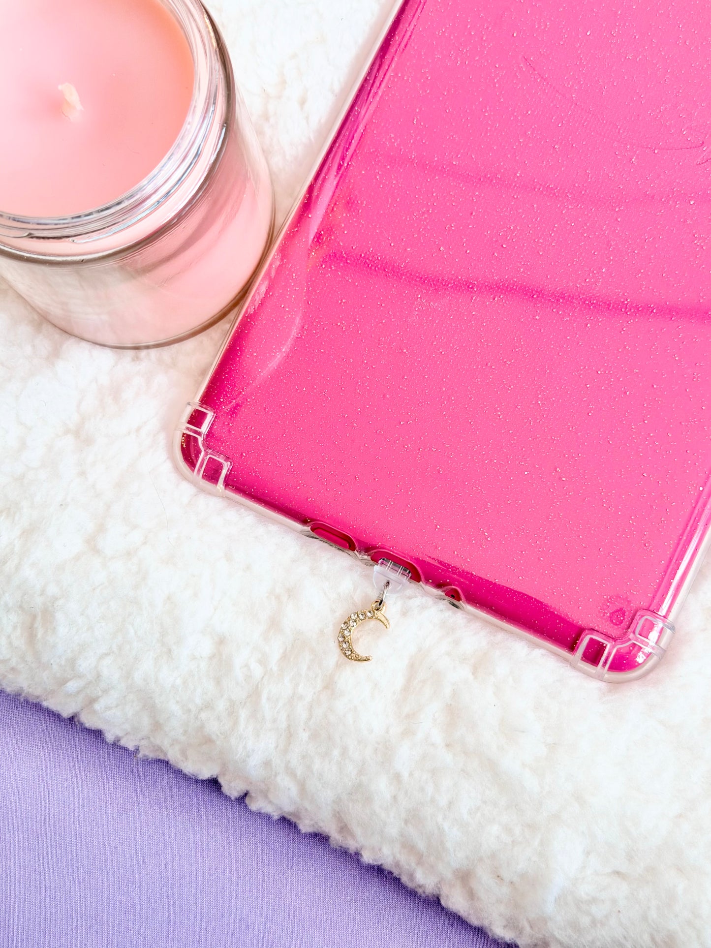 Gold Rhinestone Moon e-Reader Charm