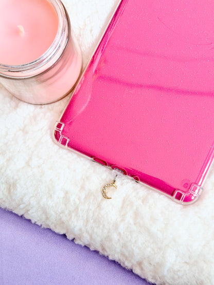 Gold Rhinestone Moon e-Reader Charm