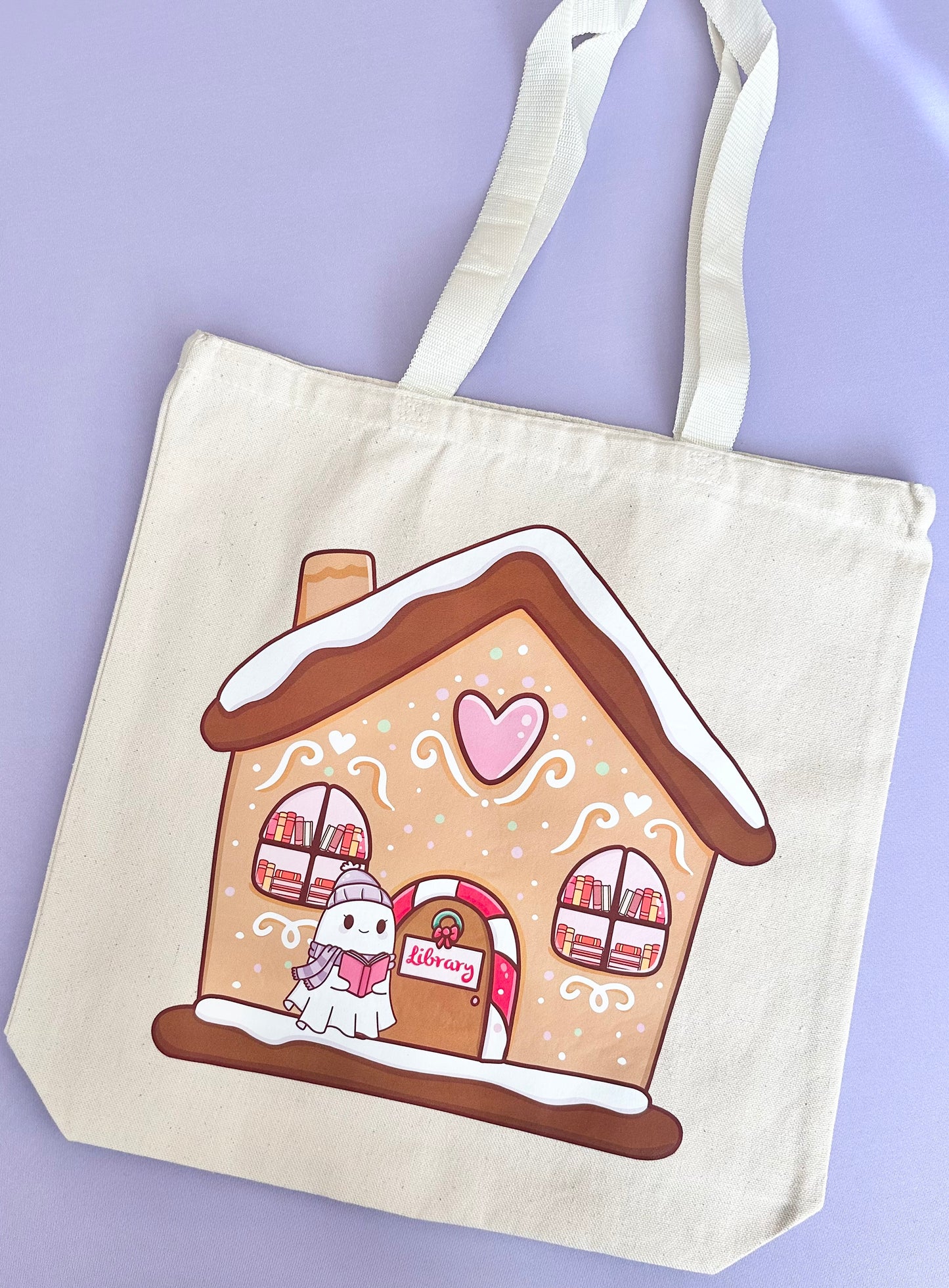 Gingerbread Library with Ghost Tote Bag