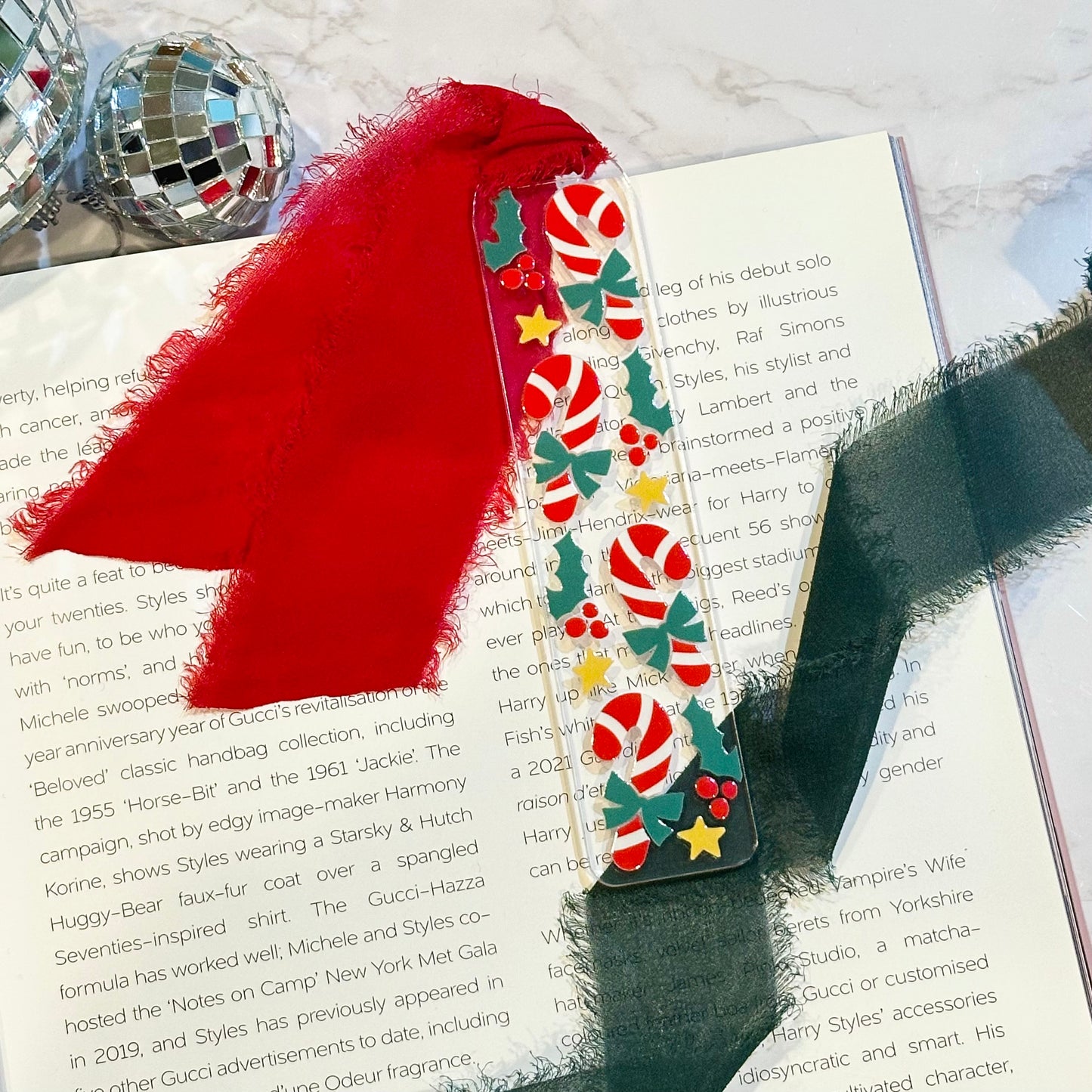 Candy Canes Acrylic Bookmark (Red)