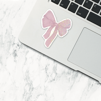 Glitter Pink Bow Sticker